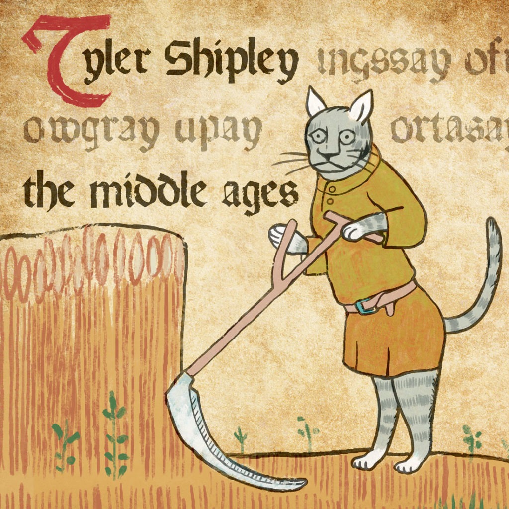 Medieval cat on the cover on the cover of a record album